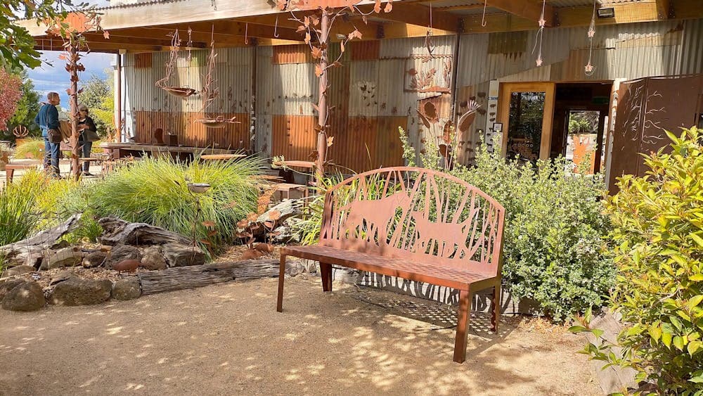 Seating in the sculpture garden