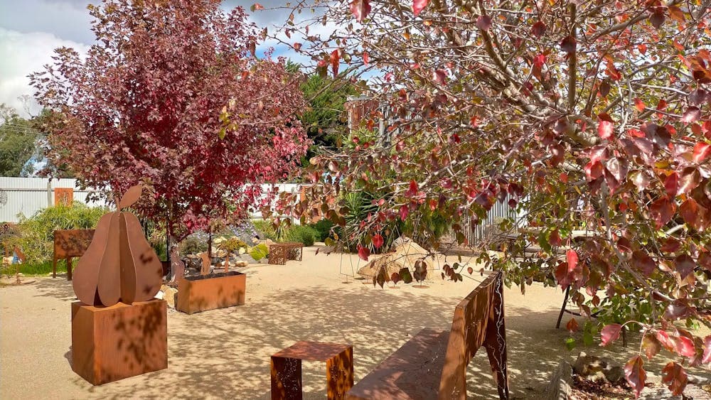 Autumn leaves in the sculpture garden