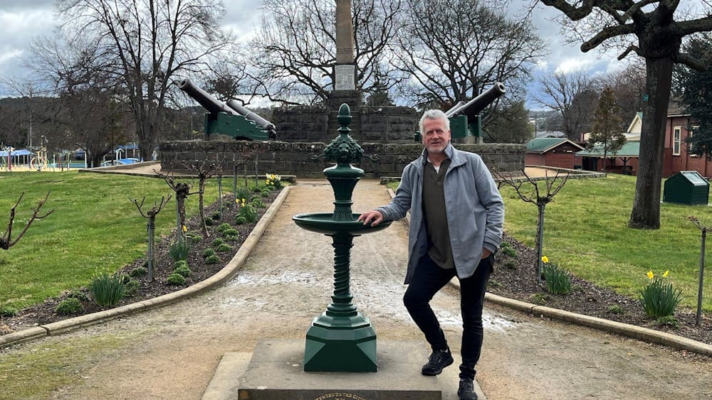 Peter Freund at the Eureka Stockade Monument