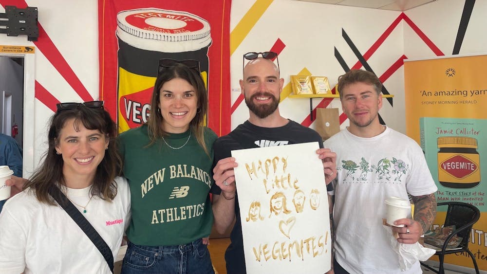 Melbourne visitors doing some painting with Vegemite