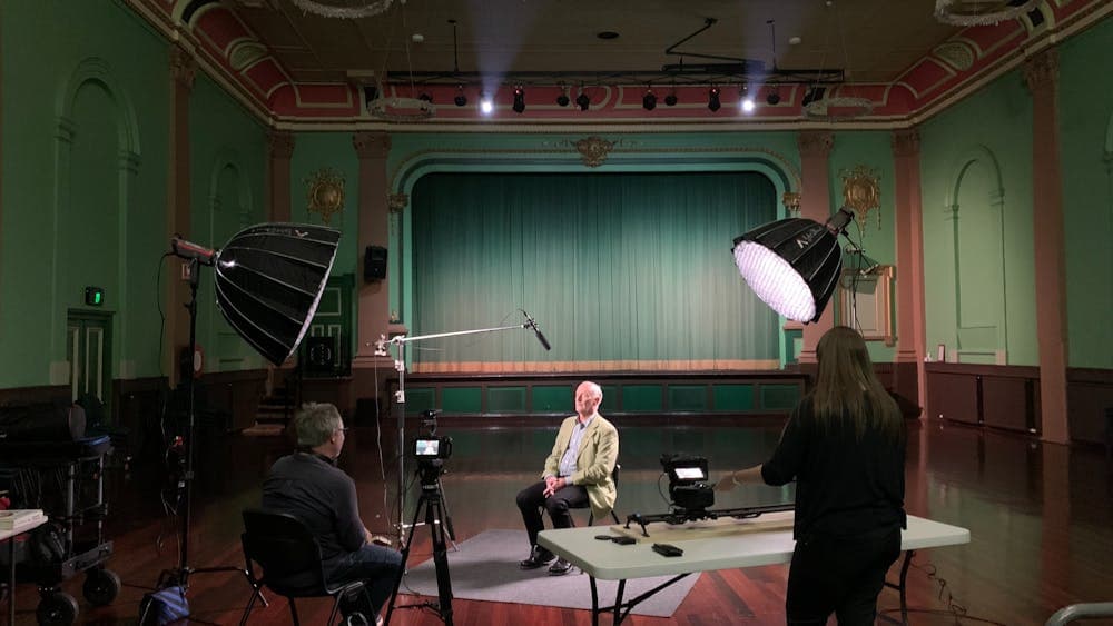 BMI Minerva Space being used as a setting for filming with cameras and lights