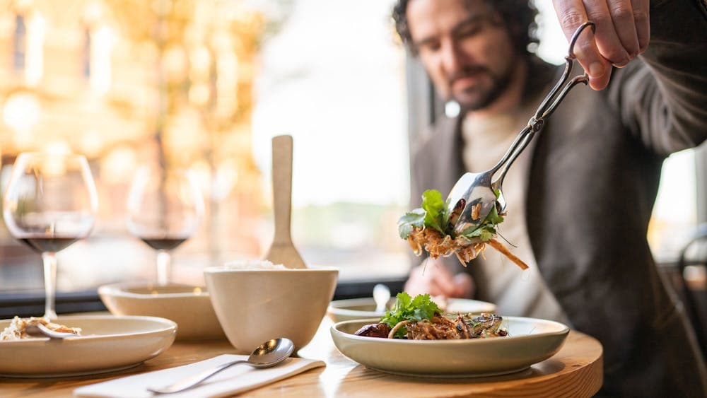 Guest serving food