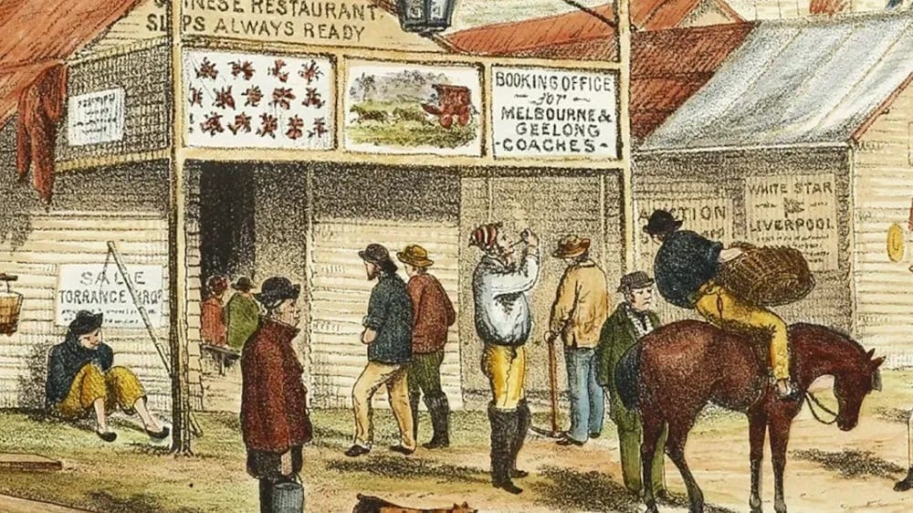 illustration of gold rush days