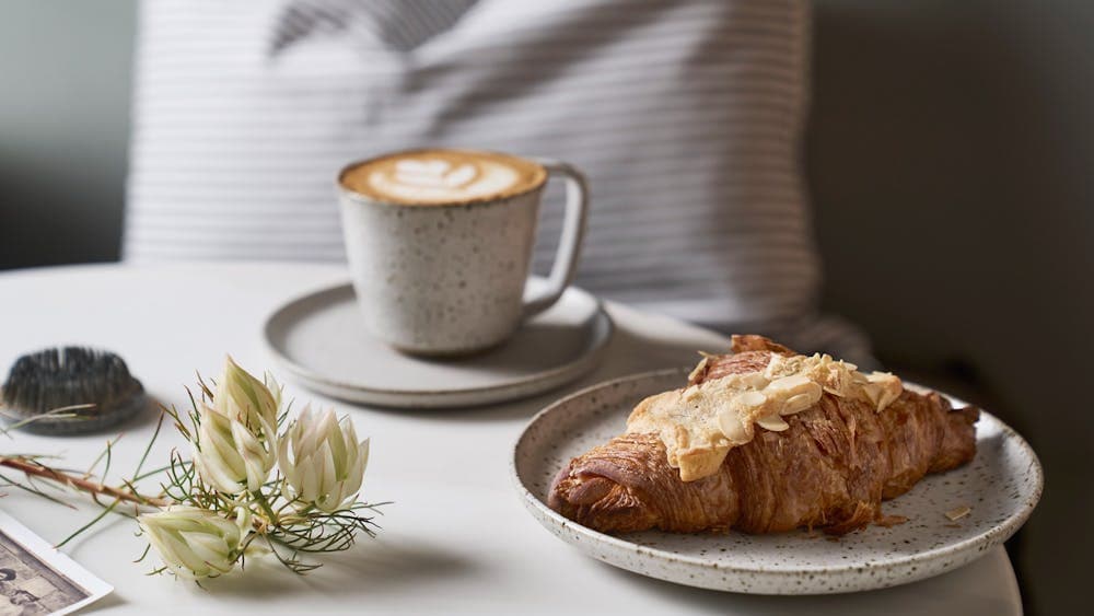 Great coffee and almond croissant