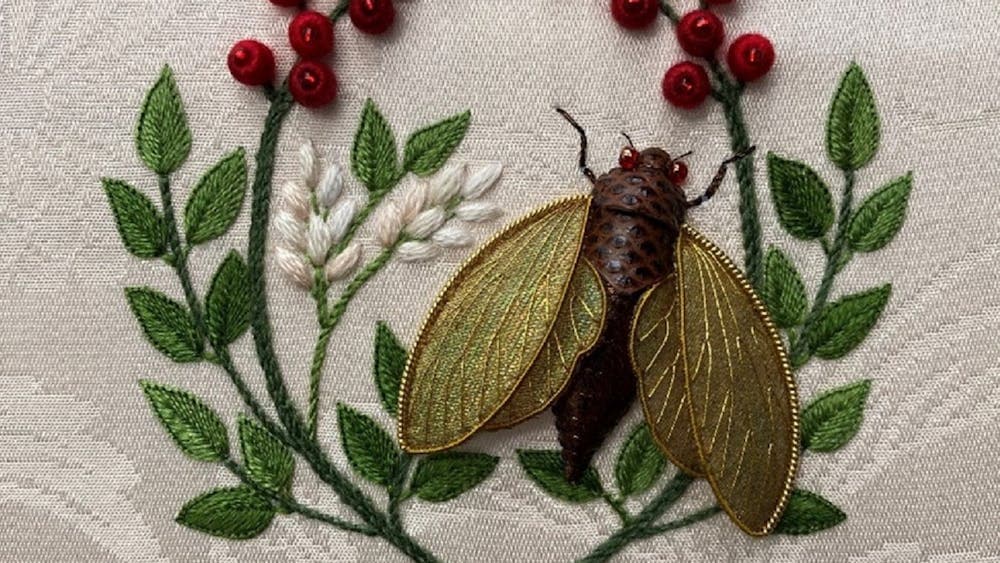 Nandina and Cicada Stumpwork Embroidery Workshop with Jane Nicholas from New South Wales