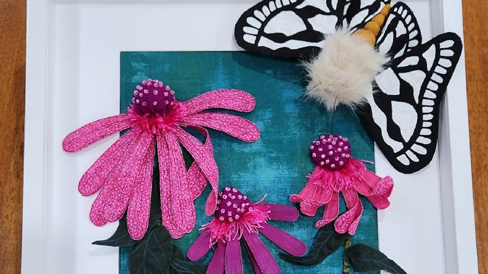 Coneflowers Workshop in creative fabric manipulation and machine embroidery with Suzanne Lyle