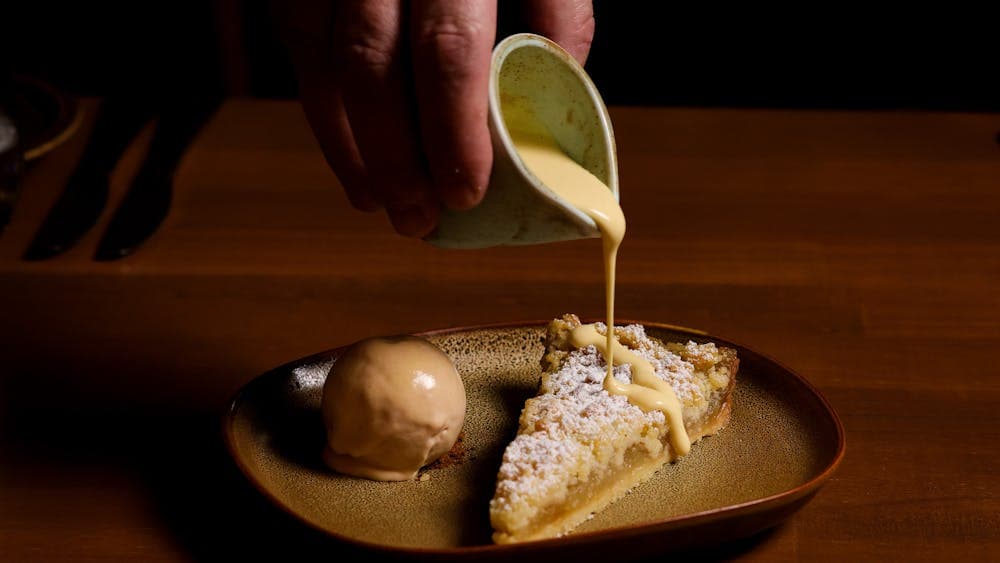 Desert being served at Peasant restaurant