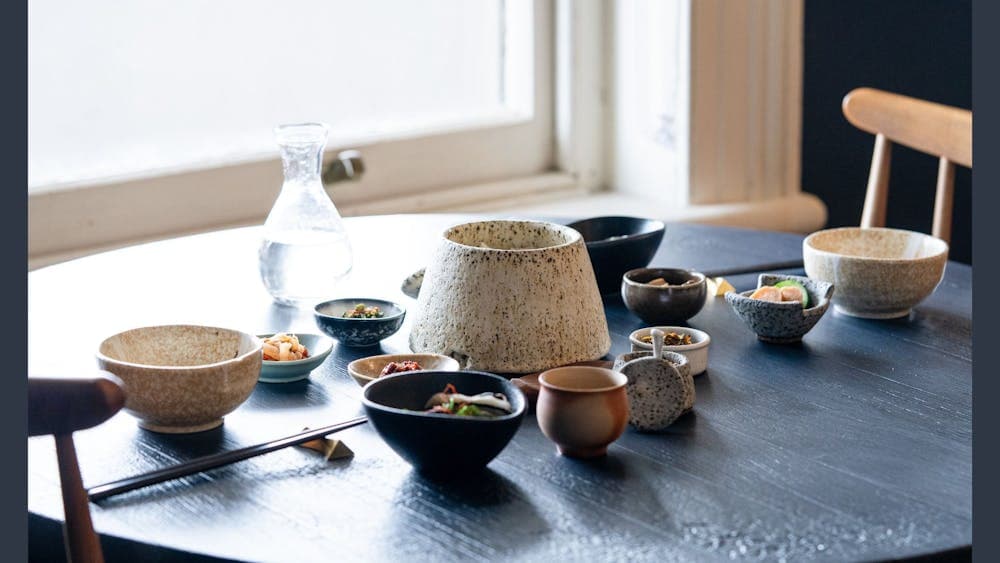 plates and bowls on a table