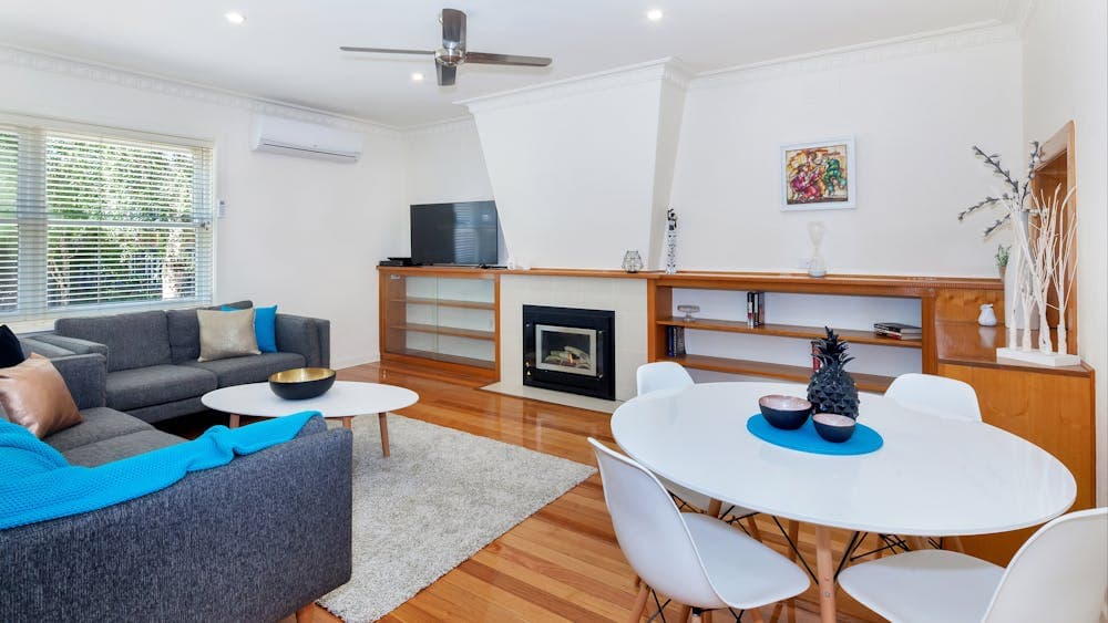 Living area with reverse cycle ac/heating and flatscreen TV