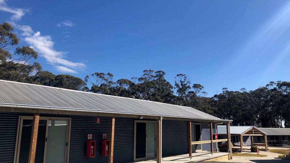 View of several camp accommodation buildings