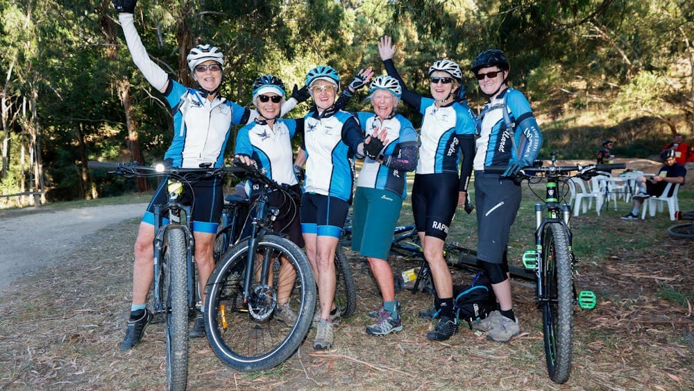 A group of female cyclists of varying ages enjoying the Ballarat Cycle Classic